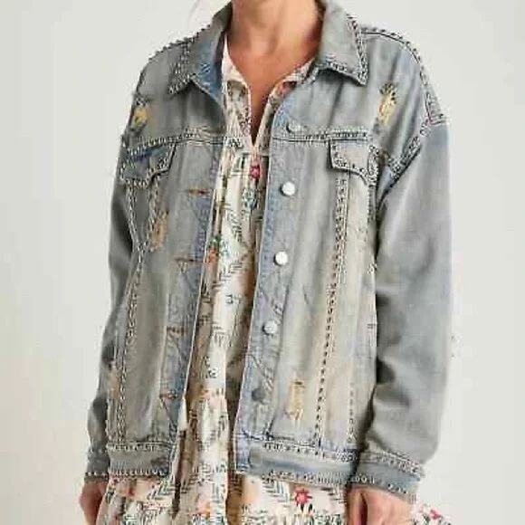 POL Studded Denim Jacket L - Picture 1 of 5